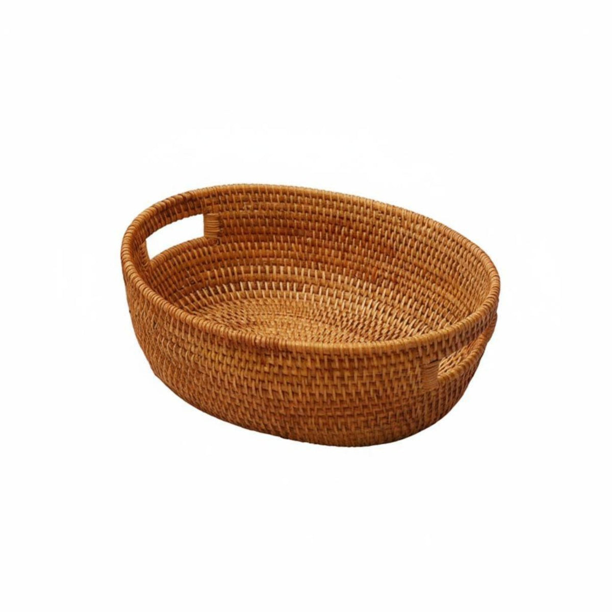 Woven Fruit Basket Handwoven Round Wicker Basket Breathable Rattan Tray for Washroom
