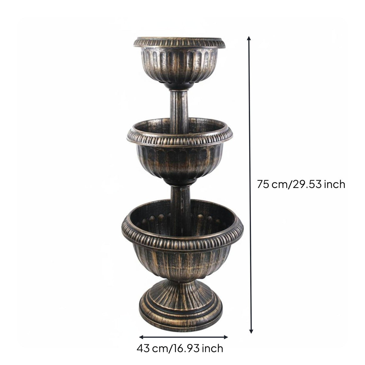 Solar Lighted Planter Rustic Charm Antique Bronze Planter Weather-Resistant