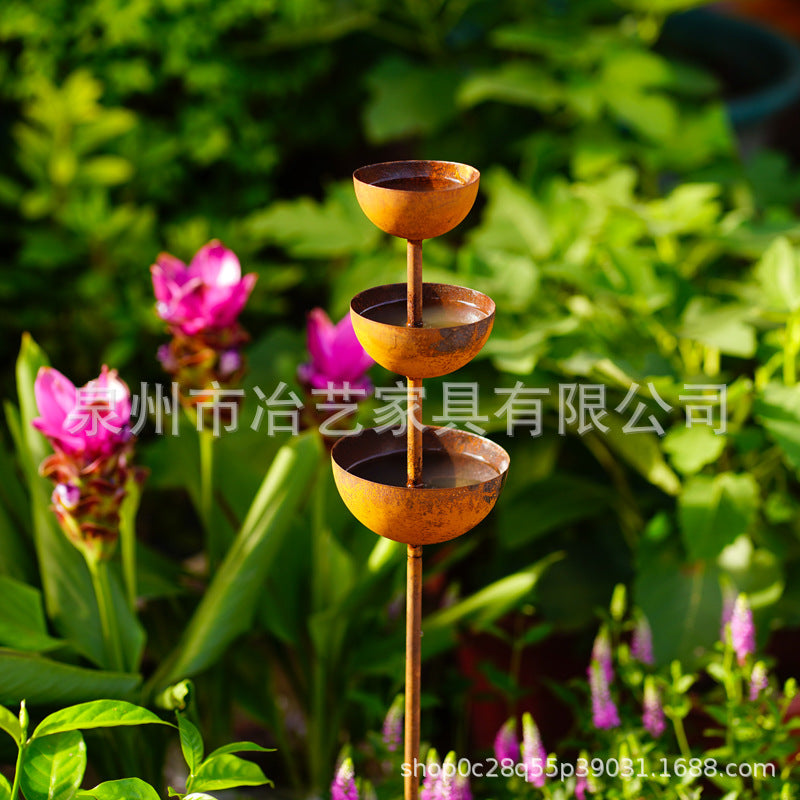 Rusty Rain Collector Decorative Garden Stake