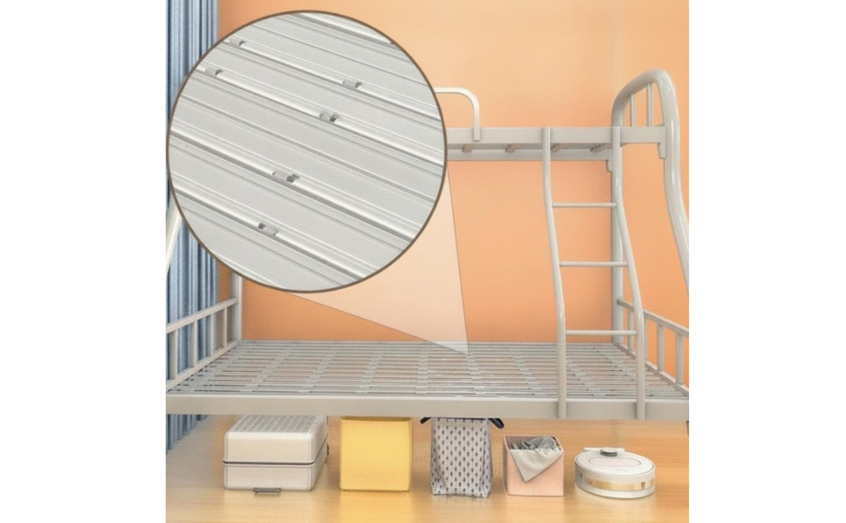 Metal Bunk Bed Space-Saving Bunk Bed with Guardrails Reinforced Furniture for Students, Teens, Dormitory, Shared Bedroom