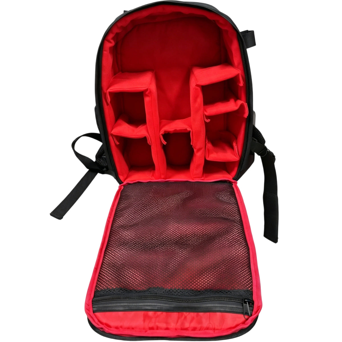 Front Opening DSLR Camera Backpack Mesh Pocket Padded Camera Backpack Safeguarding Photo Storage Black for Photographers