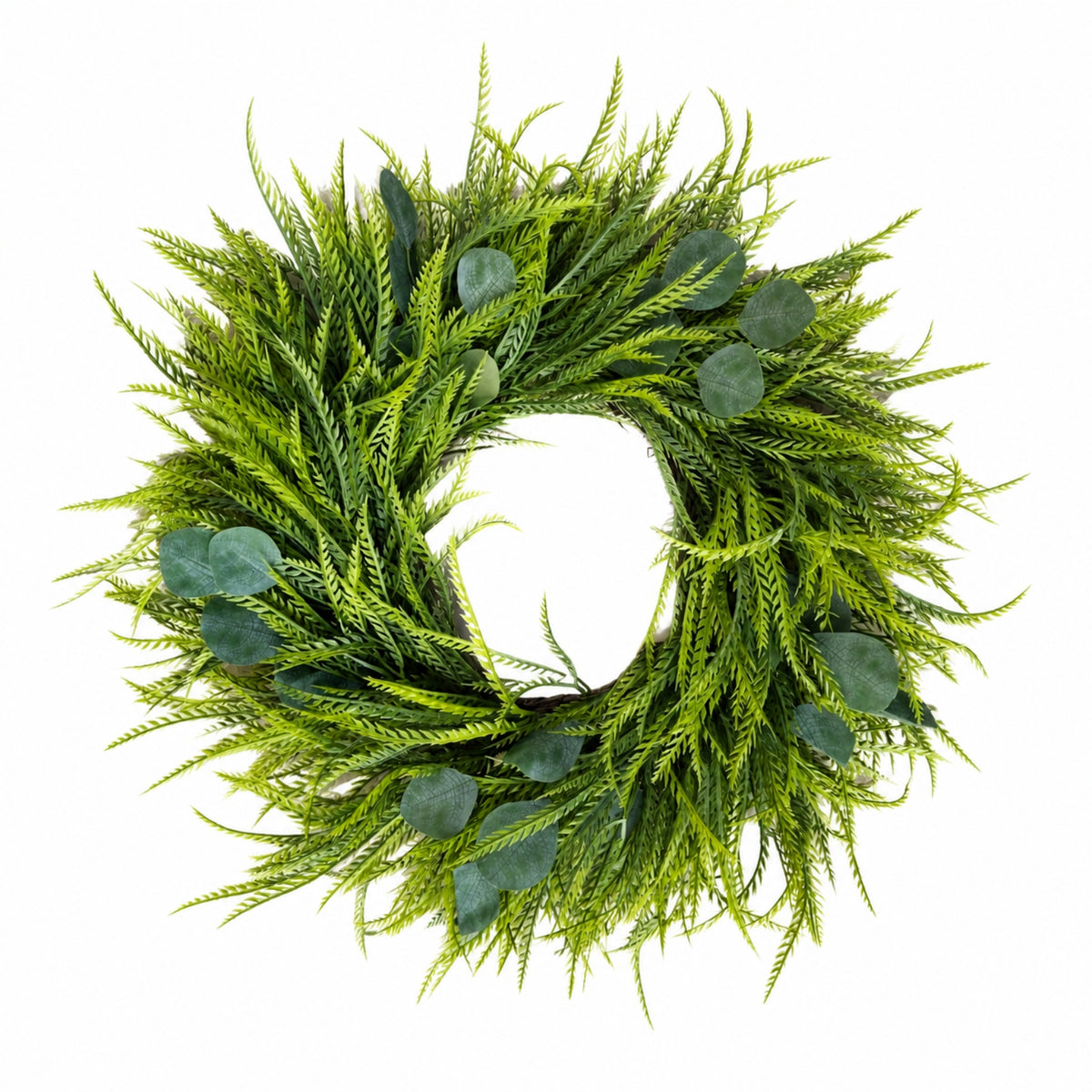 Eucalyptus Wreath with Fern Sprigs Dense for Entryway
