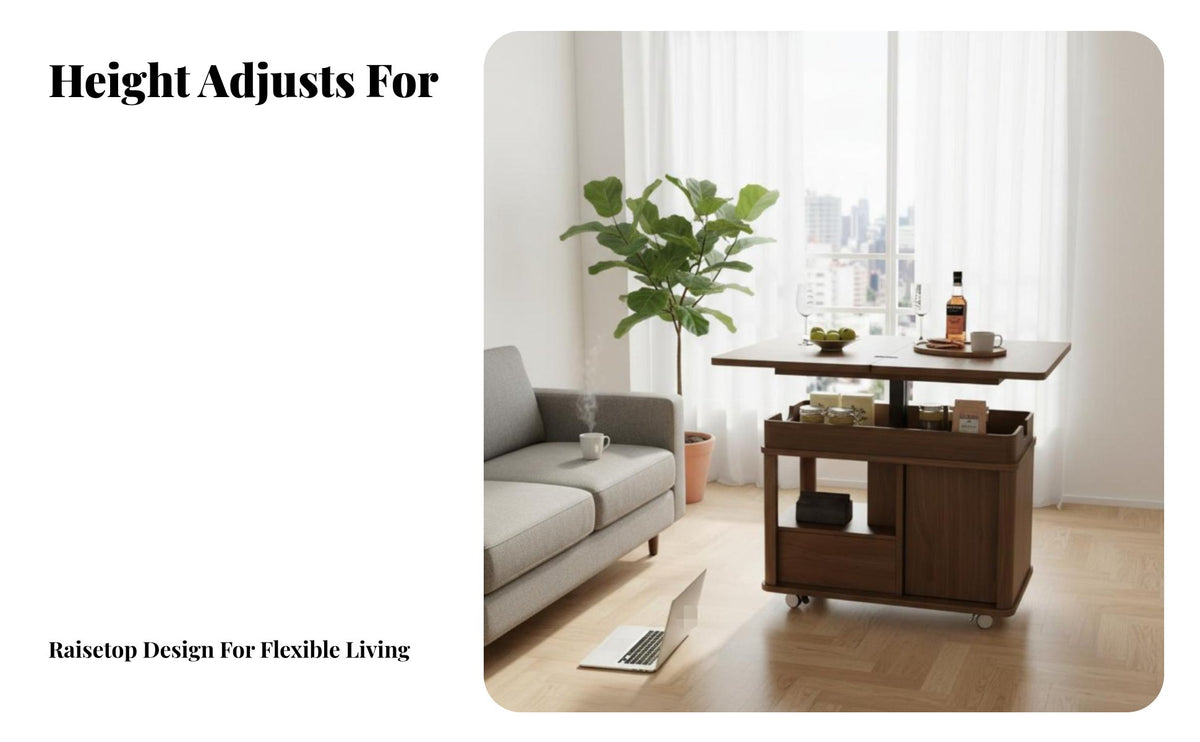 elevatingTop Coffee Table Multi-Functional transformable elevatingTop and tea Stand Height-Adjustable Living Room Furniture for Homeowners, Dining Area, Home Office