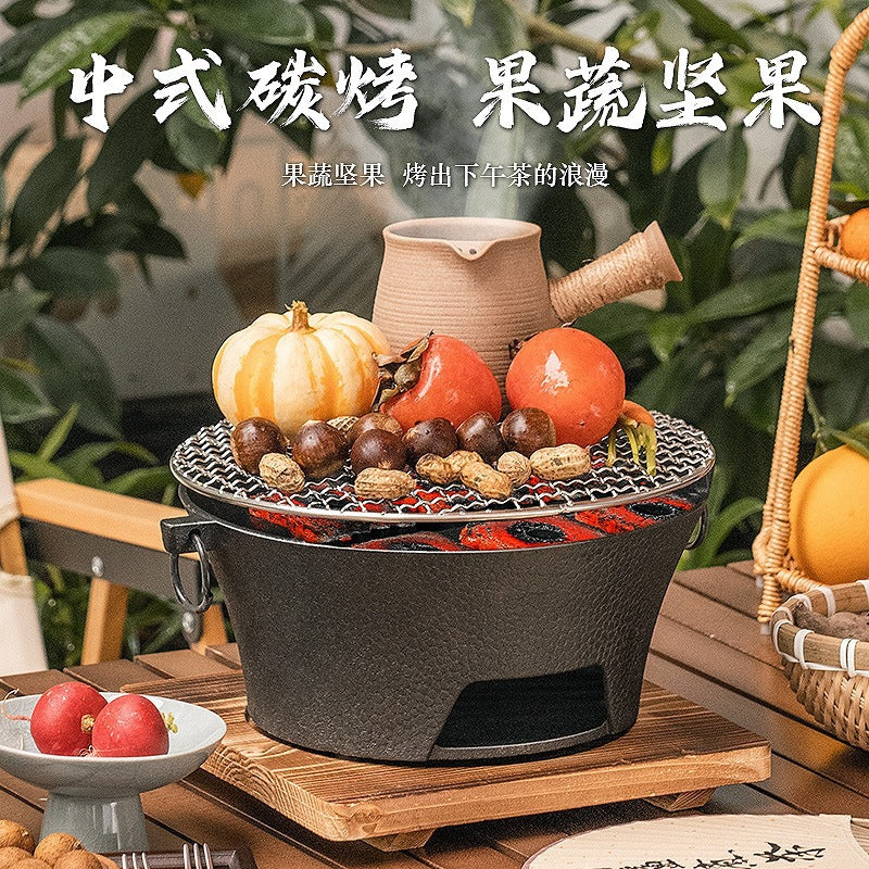 Cast Iron Charcoal Stove Barbecue Heater Tea Stove Set