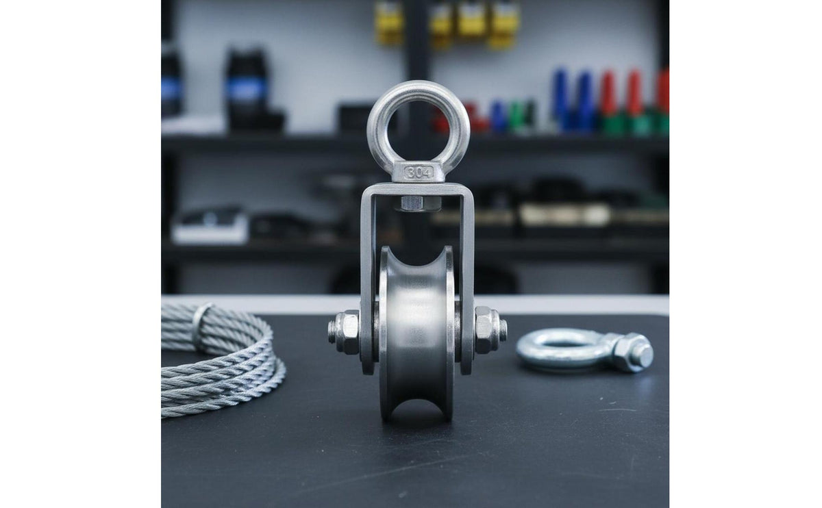 U-Groove Wire Rope Pulley Stainless Steel Rope Pulley Smooth Rolling for Rock Climbers, Fitness Enthusiasts, Home Gym, Workshop