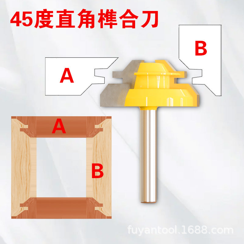 Woodworking Router Bit Set for Joinery, 45-Degree, Edge Profiling, Trimmer, Carving