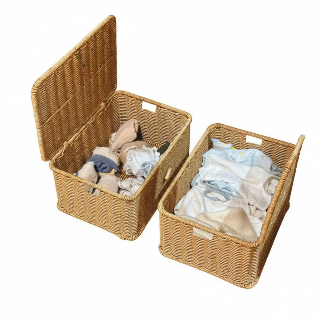 Imitation Rattan container with Handles multi-use for Bathroom, Parents