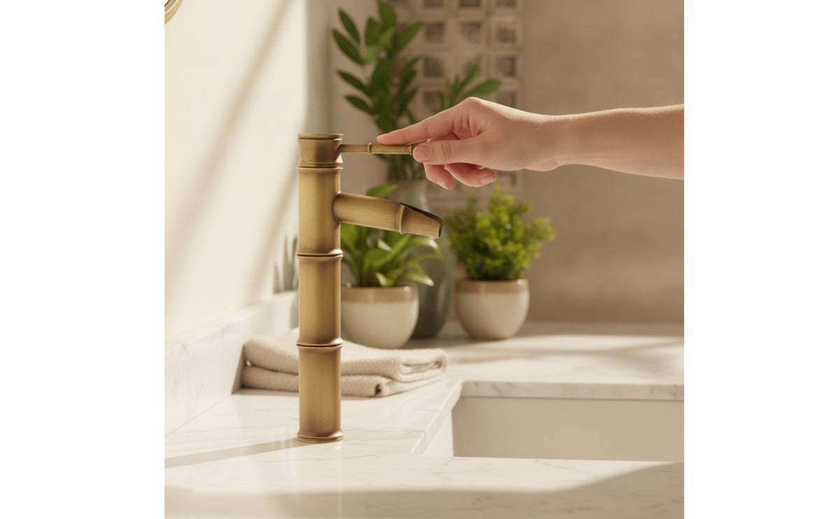 Bamboo Faucet Vintage-Style Antique Gold Faucet Tall