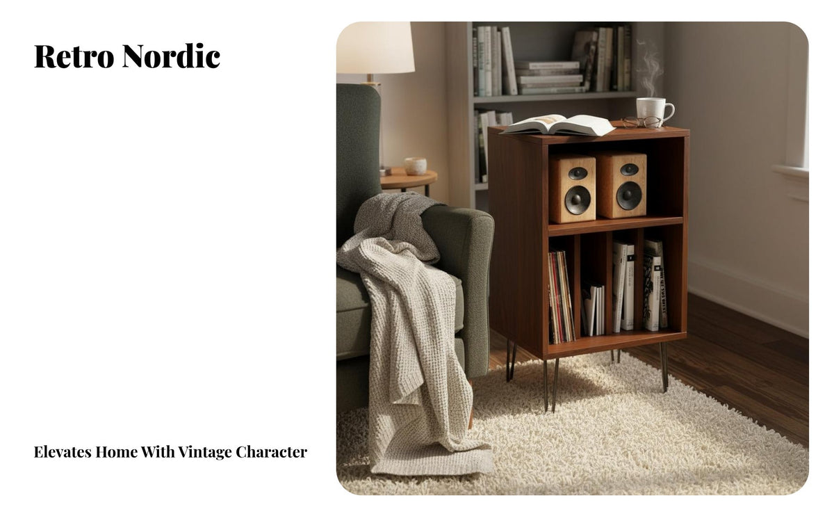 Complimentarystanding Turntable Station with Vinyl Storage unobstructedShelf Design Turntable Station Stable Construction Album Player Stand Cable Management for Music Lovers, Audiophiles, Home Decorators, Entryway, Bedroom