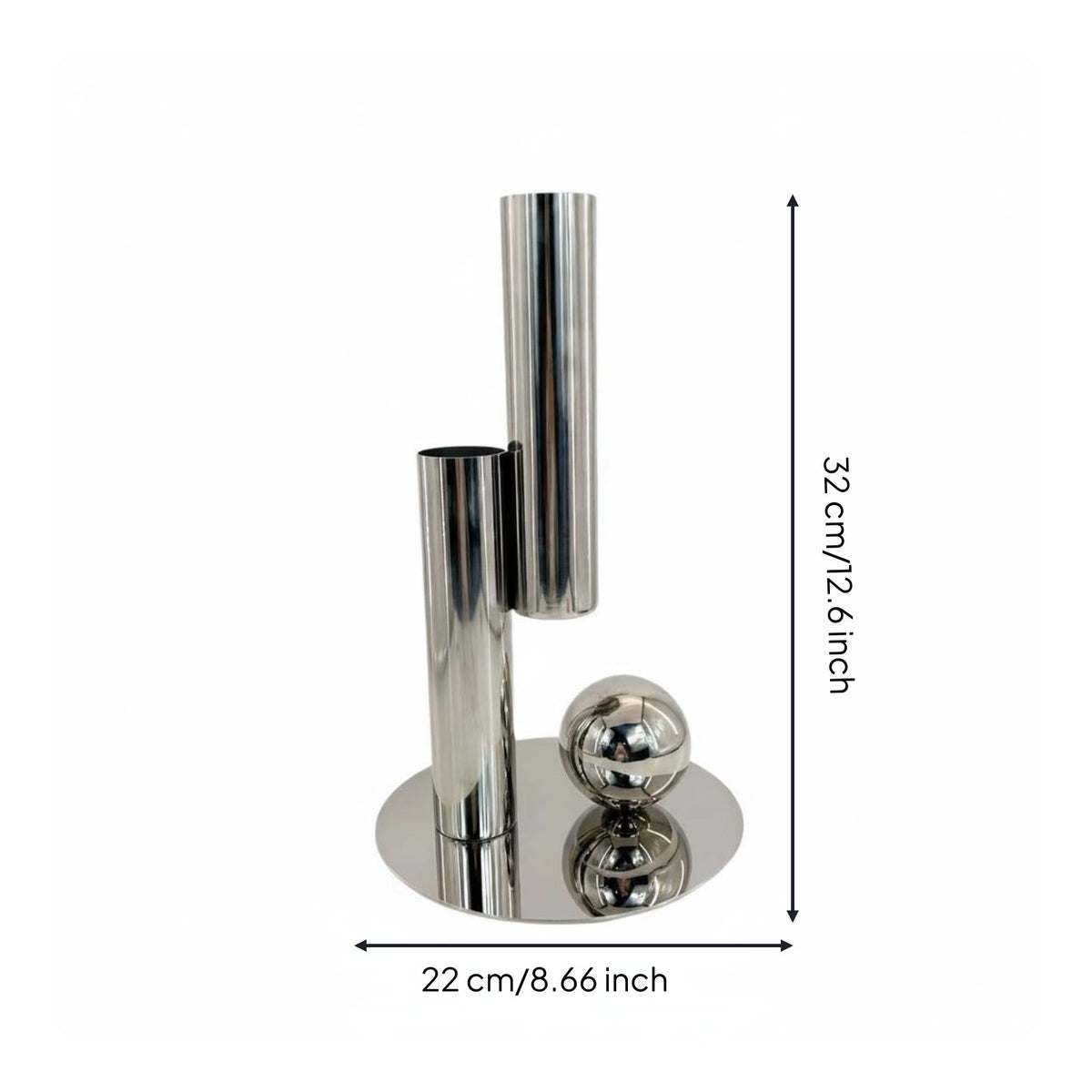 Metal Tube Vase Minimalist Design Stainless Steel Vase Stable Base Home Decor for Living Room, Dining Table
