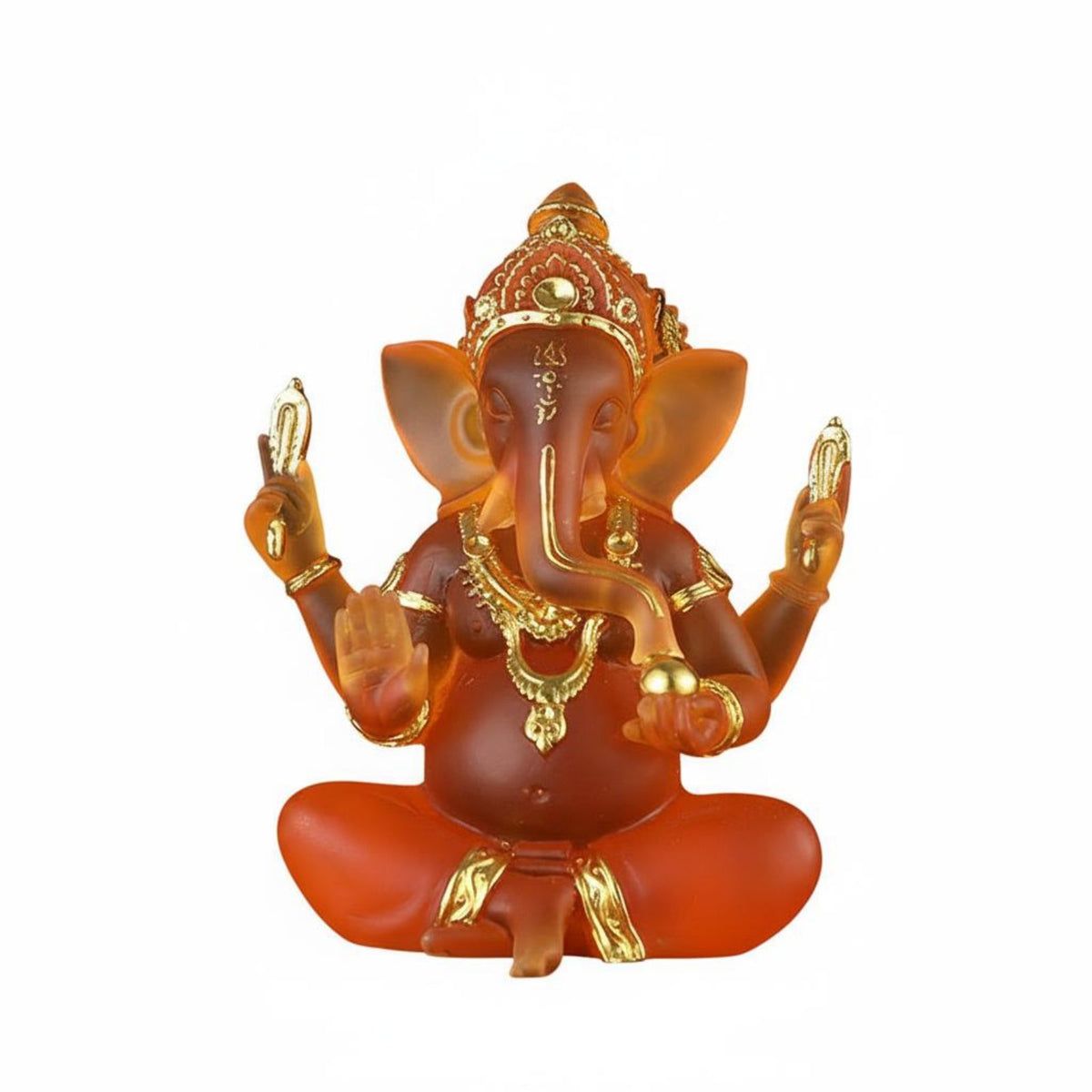 Ganesha Statue Colored Glaze Effect Indian Elephant God Idol for Altar, Office