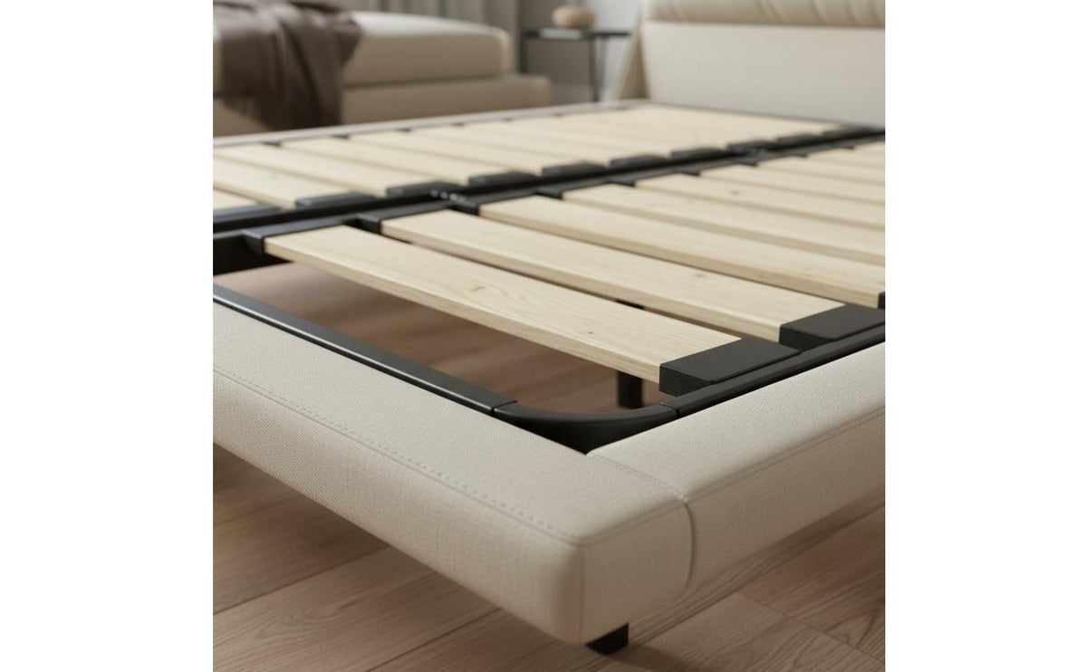 Upholstered Levitating Bed Japanese Rustic Minimalist Style LED Foundation Bed