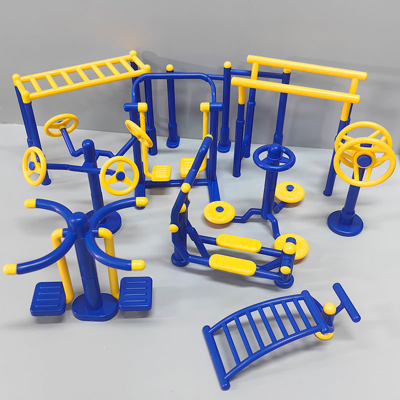 Miniature Outdoor Gym Equipment Set for Dollhouse