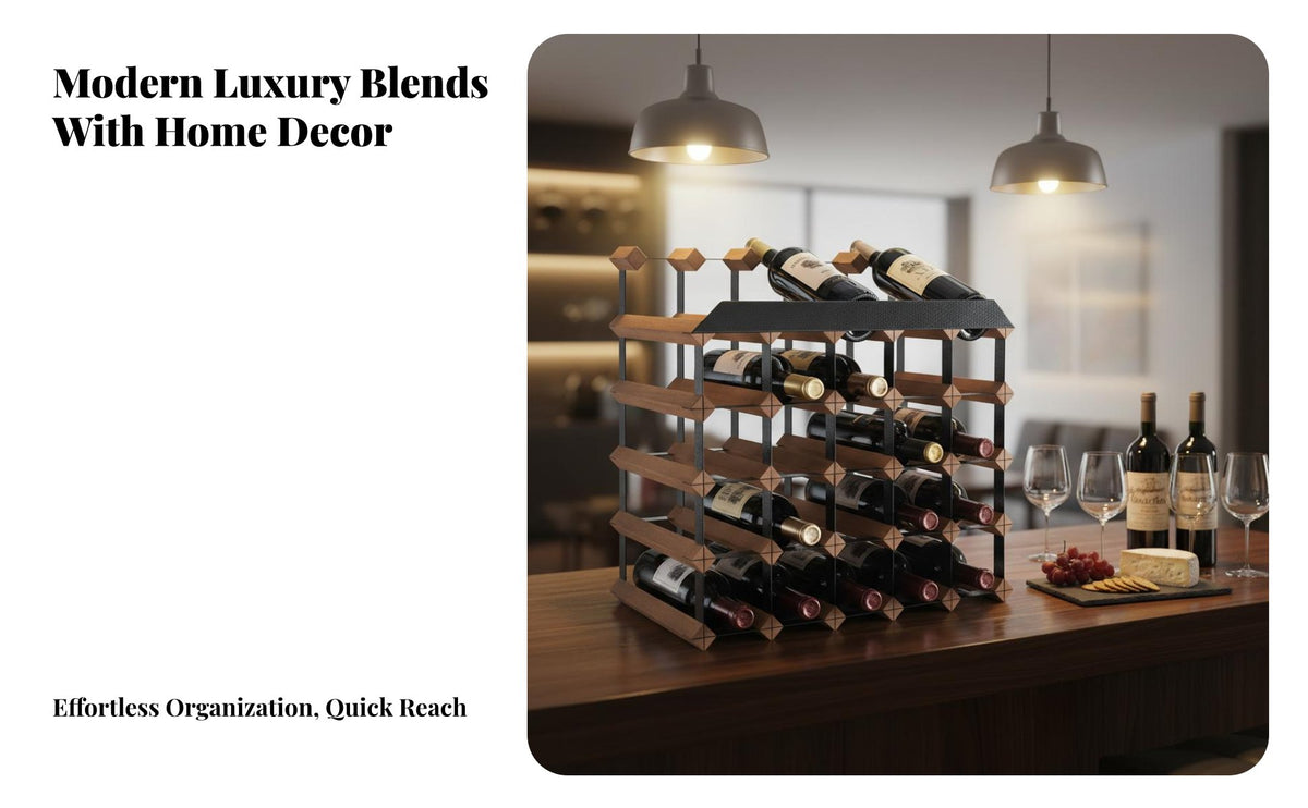 Solid Wood Wooden Wine Rack Minimalist Design Countertop Wine Rack Versatile Decor Tabletop Bottle Holder Sturdy Construction for Homeowners, Adults, Dining Room, Restaurant, Pantry, Cabinet