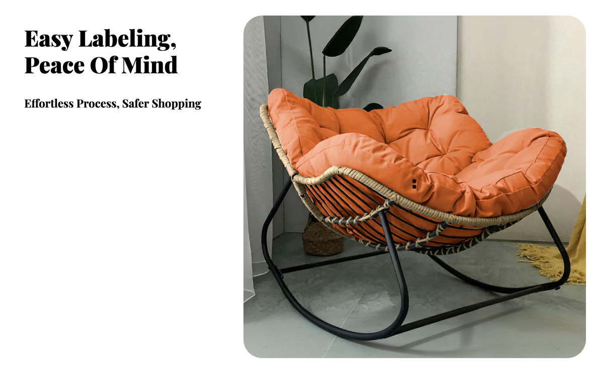 Rattan Rocking Chair, Padded, Metal Frame, Patio, Balcony