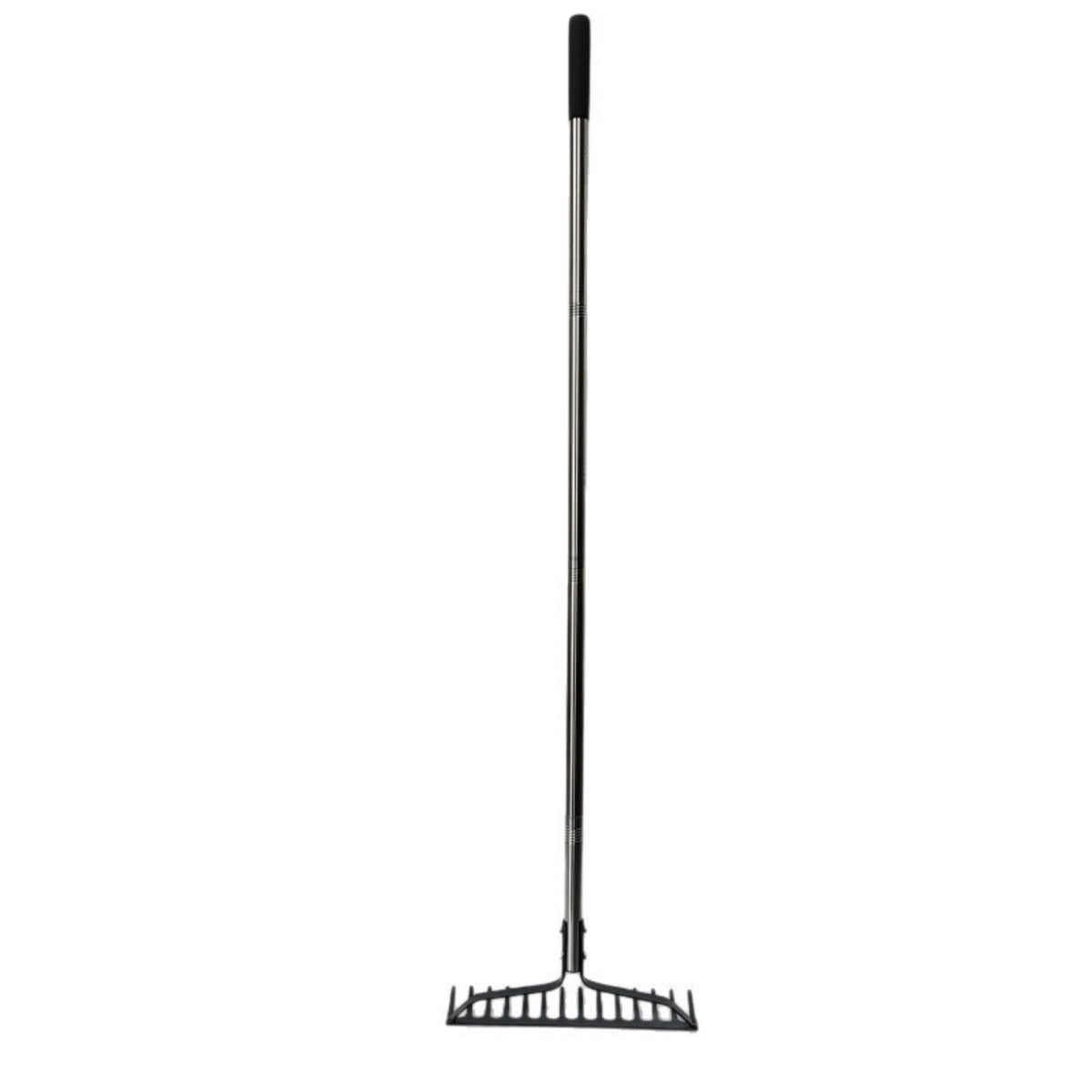 Metal Rake with Long Handle Non-Slip Soil Rake Sturdy for Yard, Farm