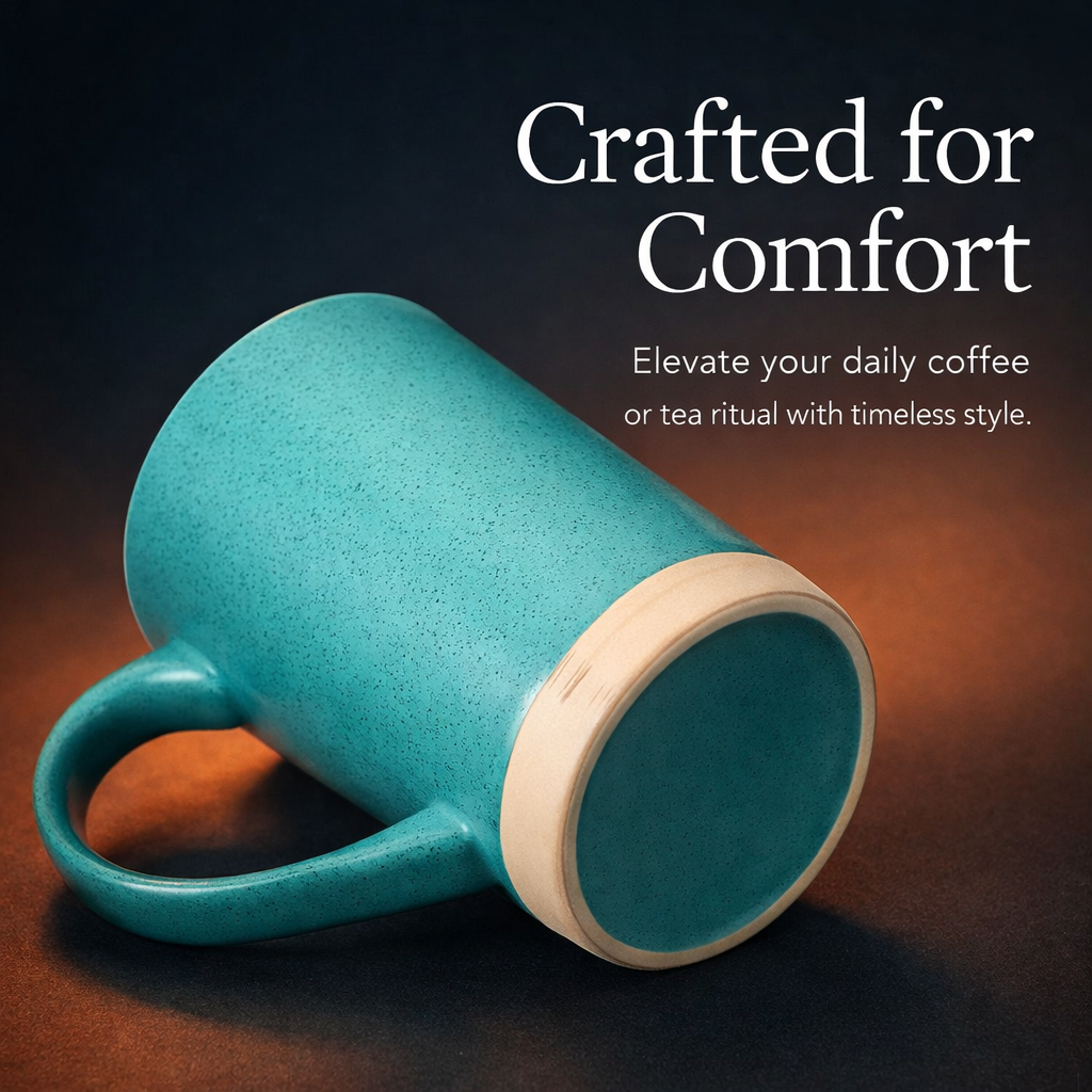 Coffee with Handle for Office and Home Use, Heat Resistant Single Layer Cup for Adults, Microwave Round, 301-400ml Capacity