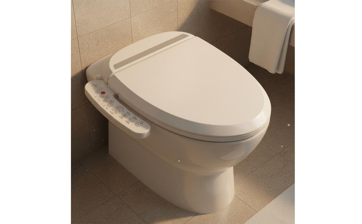 Deodorizing Smart Bidet Toilet Seat Hot Air Drying Warm Water Bidet Seat Multi-Function Bathroom Fixture Adjustable Temperature for Hotel, Home, Public Restroom