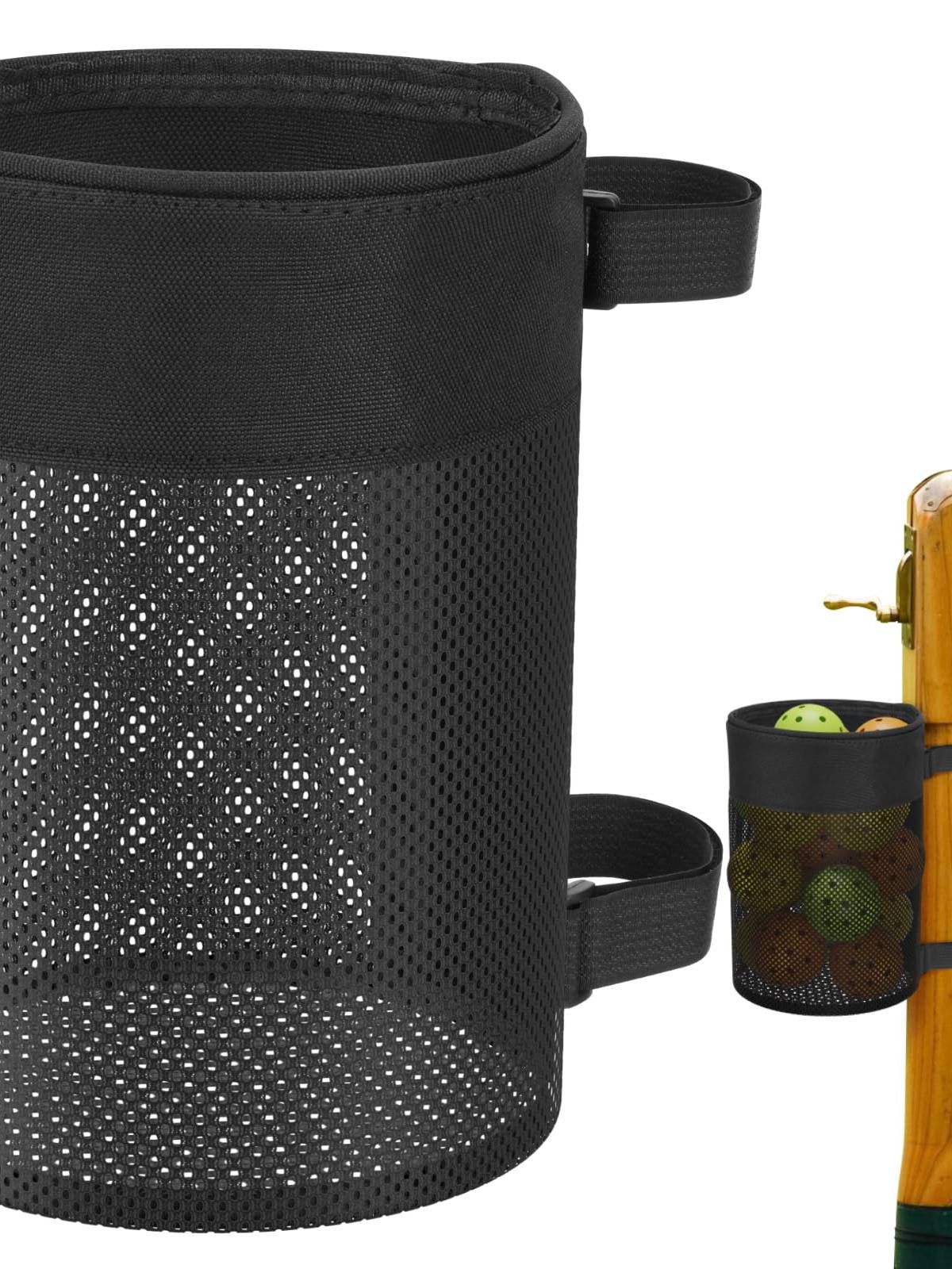 Black Pickleball Storage Bag Mesh Breathable Portable Ball Organizer Flashlight Tool Bag