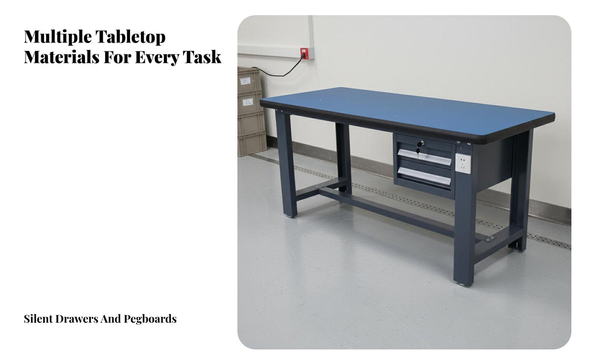 Anti Workbench High Load Capacity Heavy Duty Workbench Reinforced Steel Frame Heavy-Duty Work Table for Engineers, Lab, Studio, Basement