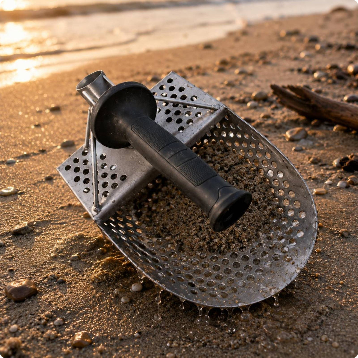 Gold Panning Black Handle Sieve Angled