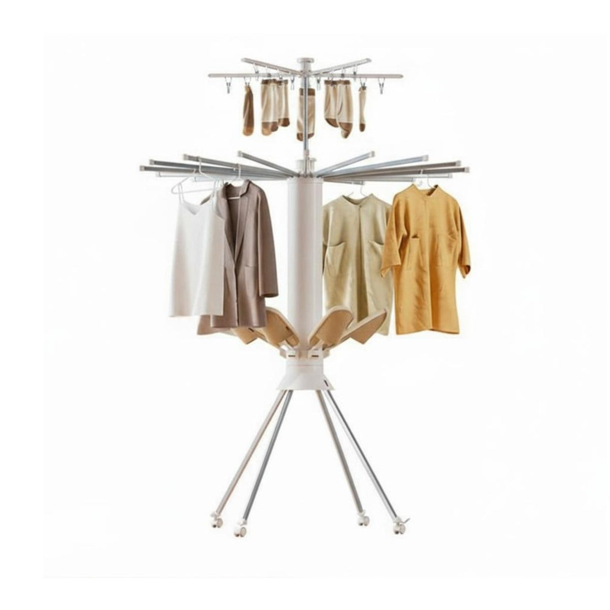 Multi-extensiondesign Laundry Tree Sturdy Folding Clothes Tree Stable Tripod Base