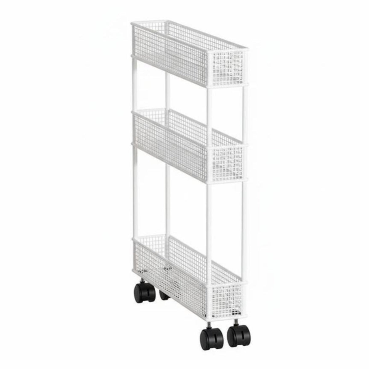 Slim Rolling Storage Unit Adjustable Shelves Slim Rolling Organizer for Renters