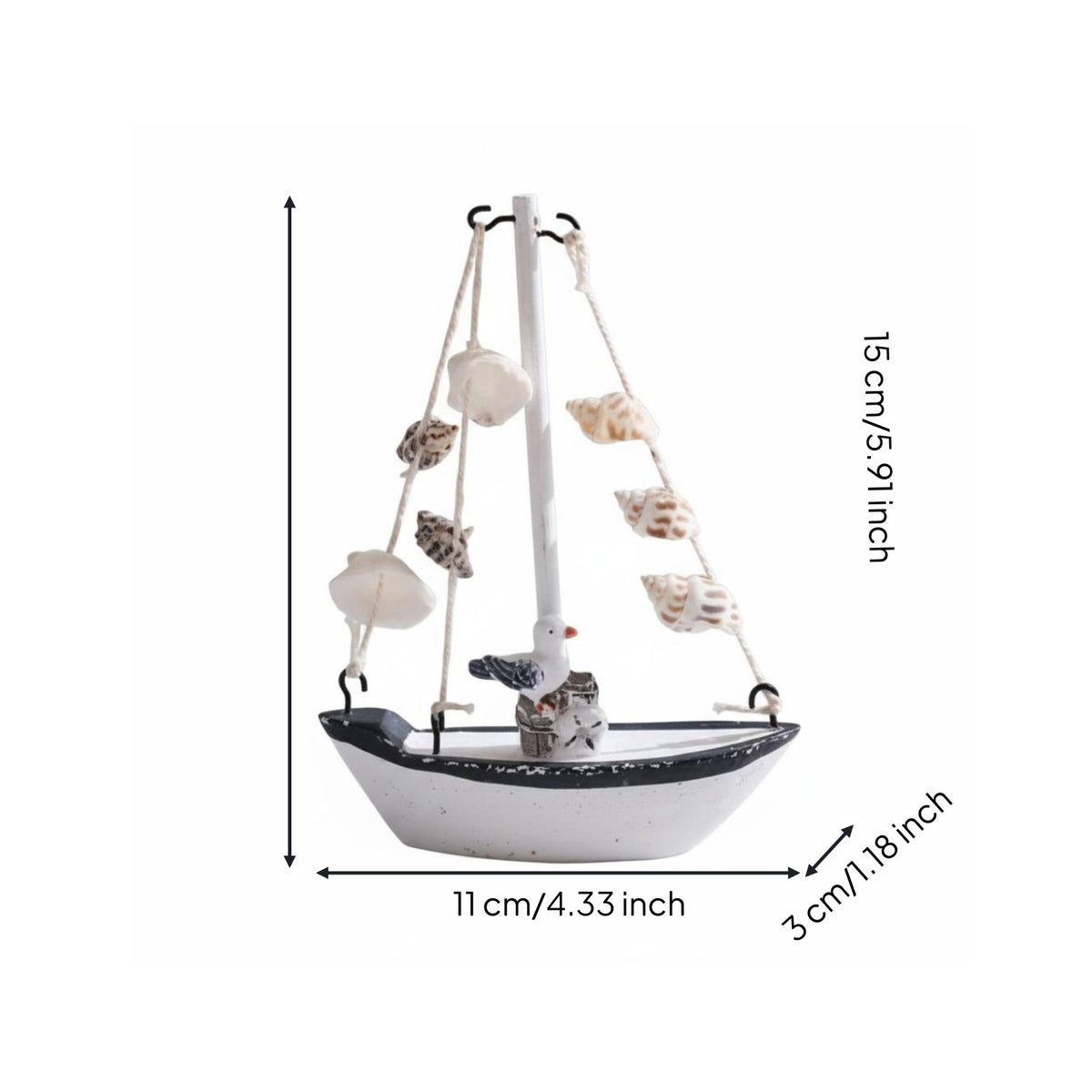 Wooden Sailboat Ornament Handmade Wooden Sailboat Model Handmade for Bathroom