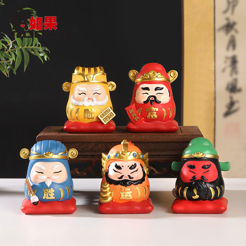 Chinese Trend Five Fortune Gods Figurine Desk Decor
