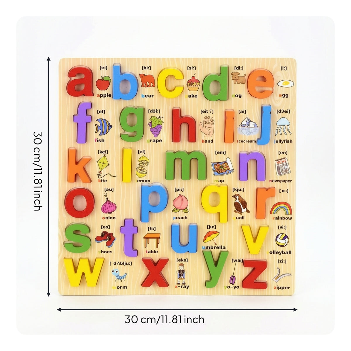 Chunky Puzzle Board with Inset Pieces Raised Wooden Learning Board Educational Wooden Peg Puzzle Colorful for Toddlers, Preschoolers, Daycare, Playroom
