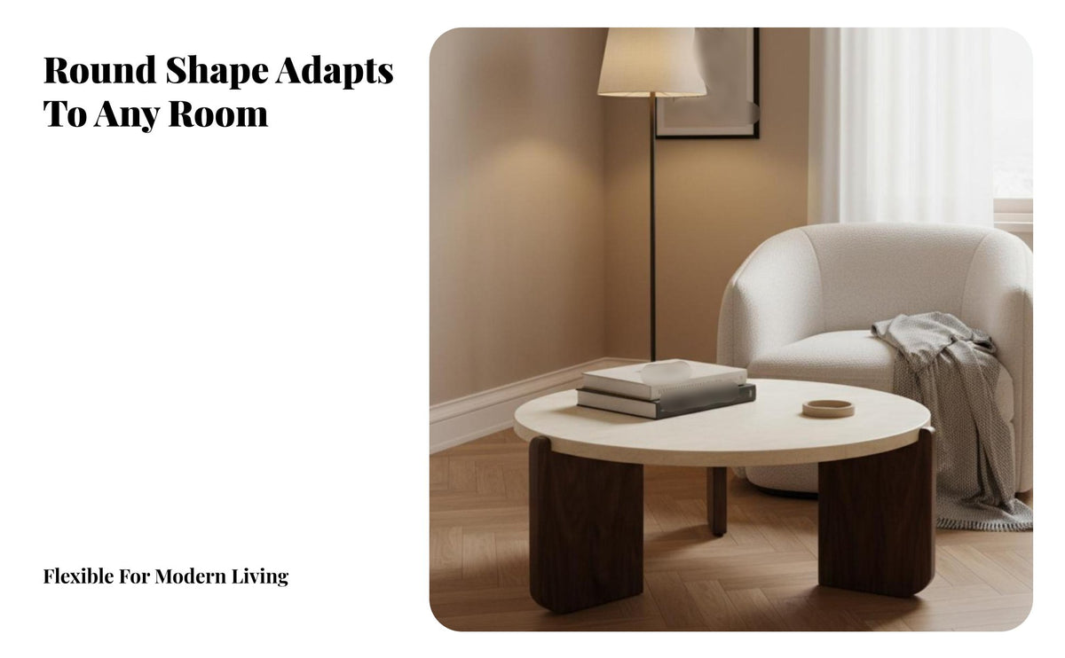 Wabi-Sabi Design Round Stunique-Top Tripod Table Minimalist design Round Pedestal Table Natural Aesthetic Household Furniture Rounded Edges for Apartment Dwellers, Homeowners, Families, Living Room, Balcony, Lounge Area, Bedroom