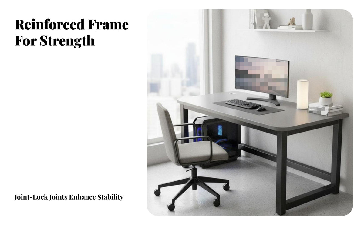 Modern Design Minimalist Computer Desk Long-Lasting Rectangular Computer Desk Thickened Desktop Study Table Reinforced Structure for Students, Telecommuting Workers, Professionals, Gaming Room, Dormitory, Bedroom