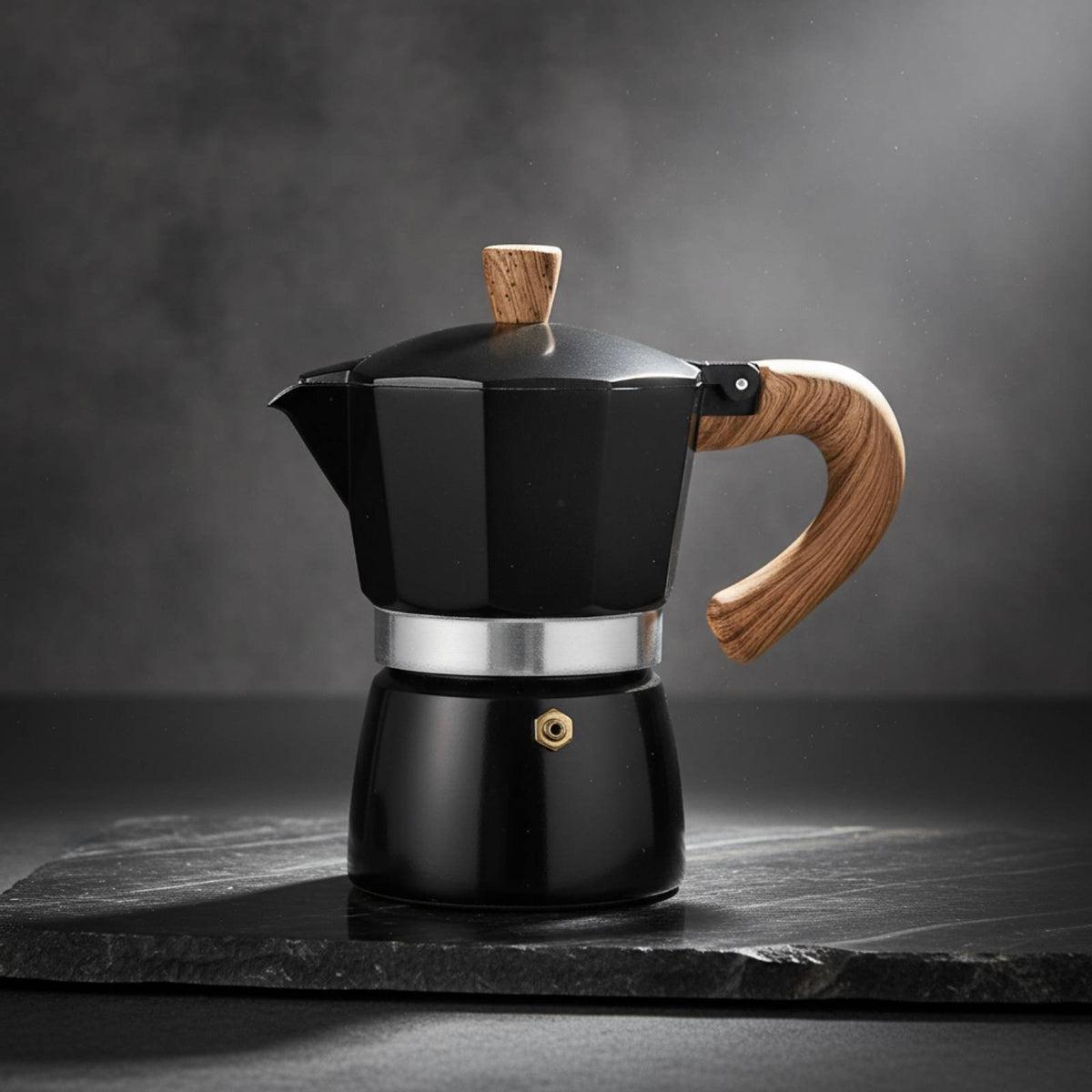 Wood Handle Coffee Pot Portable Italian Coffee Pot Stovetop Espresso Brewer Fast Heating Kitchen Appliance Multi-Use for Campers