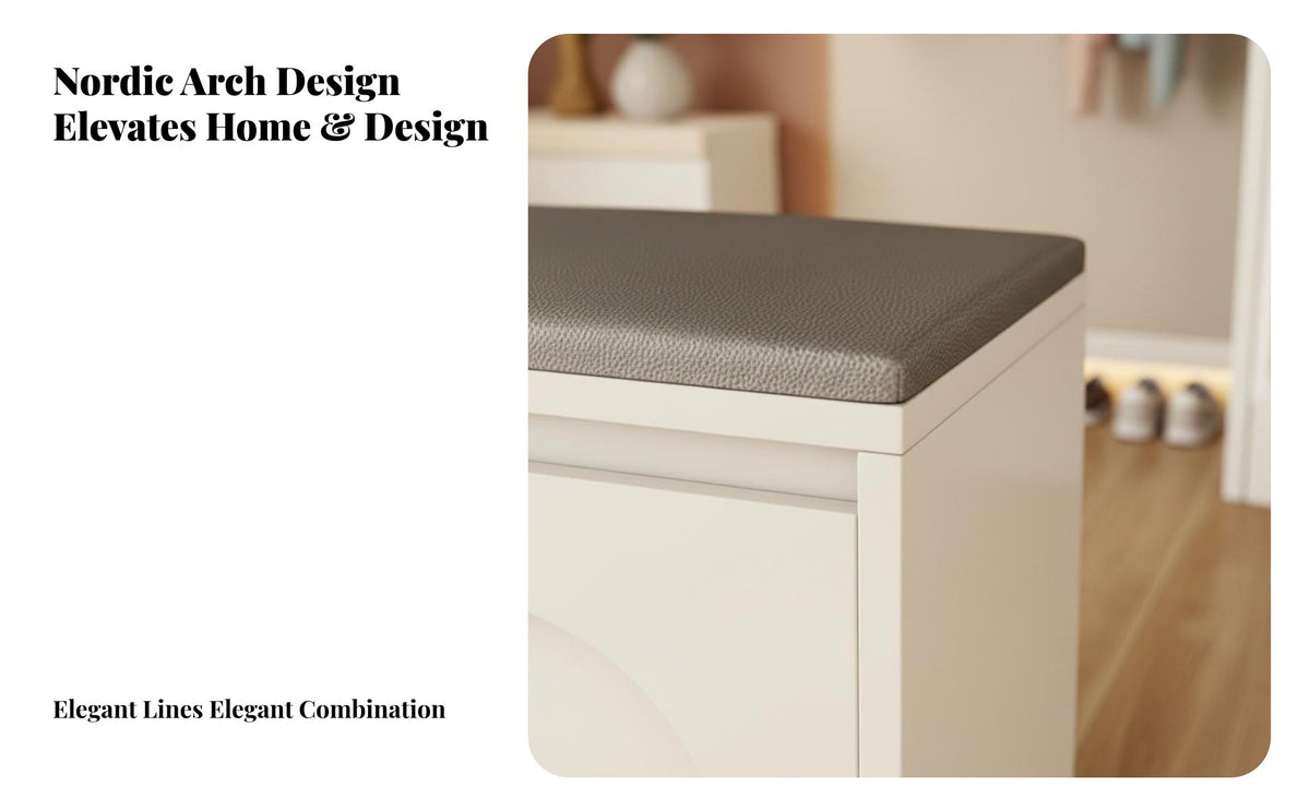 Two-in-Single Purpose Shoe Changing Stool with Cabinet Padded Seat Cushisingled Shoe Cabinet Soft Cushion Entryway Bench Minimalist Design for Apartment Dwellers, Homeowners, Families, Hallway, Foyer, Mudroom, Cloakroom