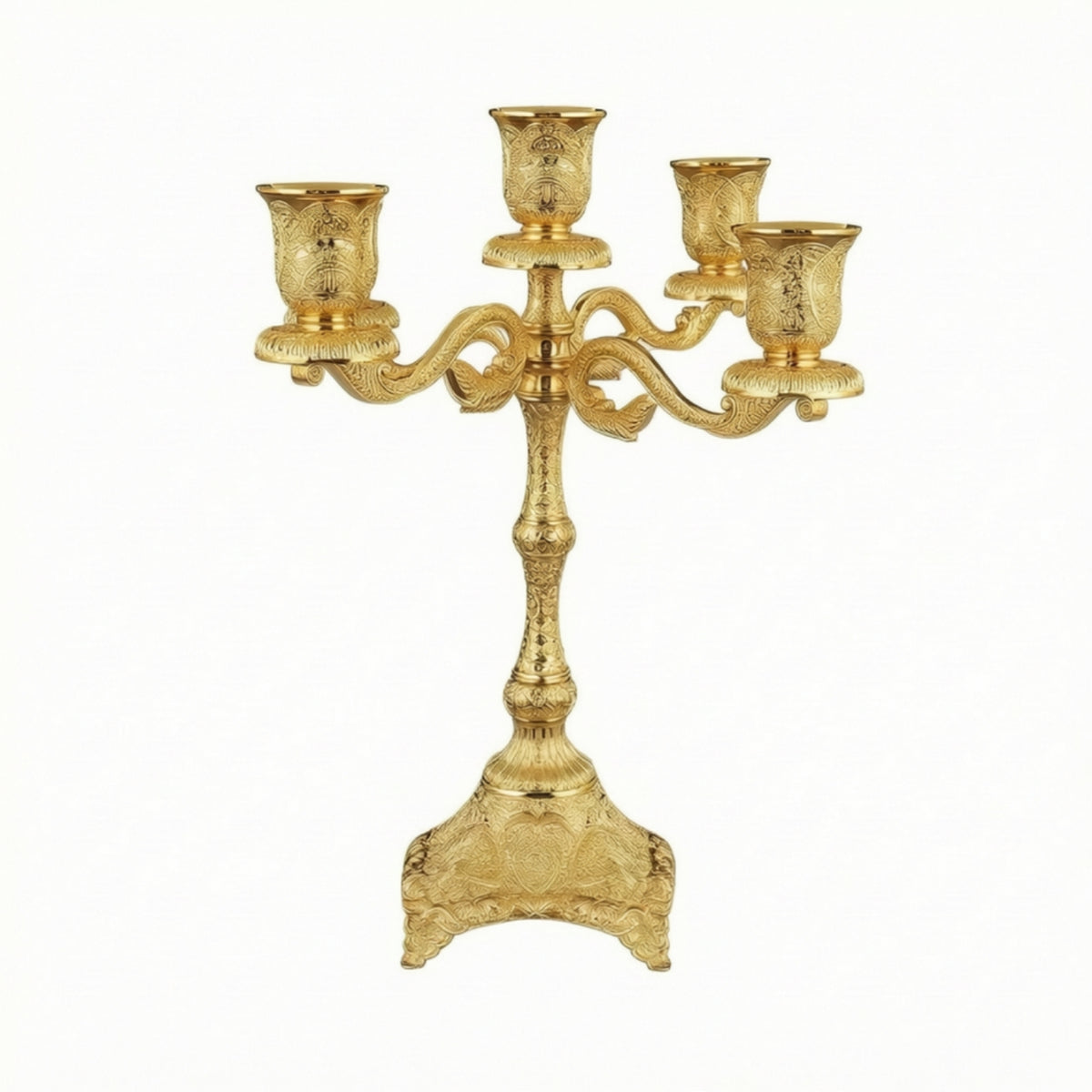 Candelabra with Five Cups Embossed Tabletop Candle Holder Vintage for Banquets