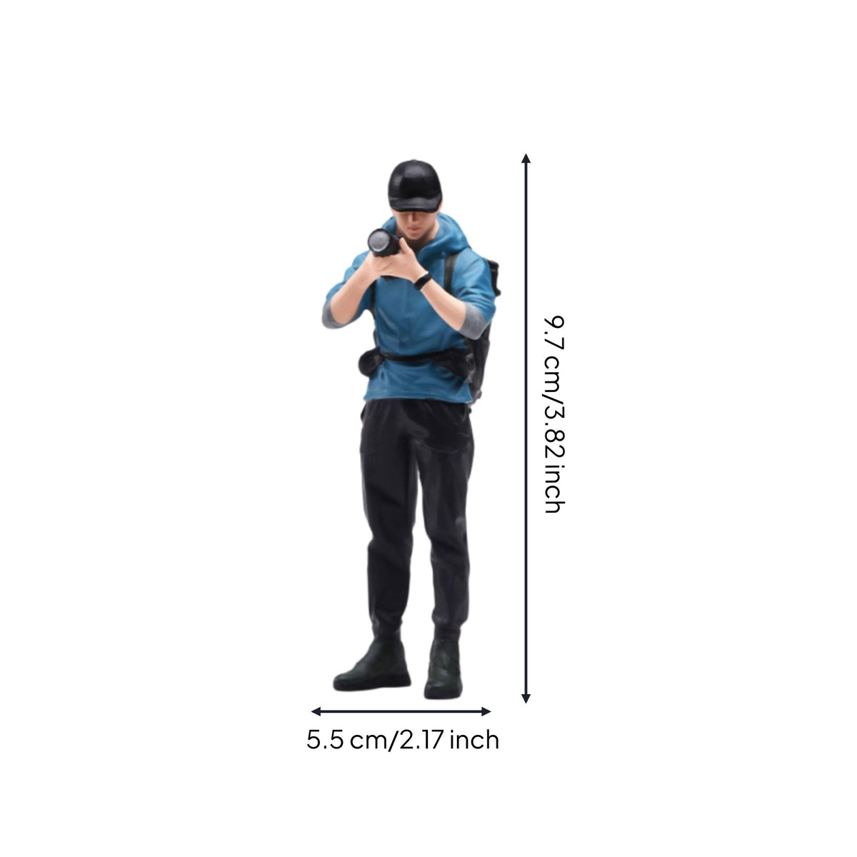Resin Man Figurine with Camera High exactness:64 Scale Photographer Figure Realistic Design Photographer Figurine for Hobbyists, Dioramas