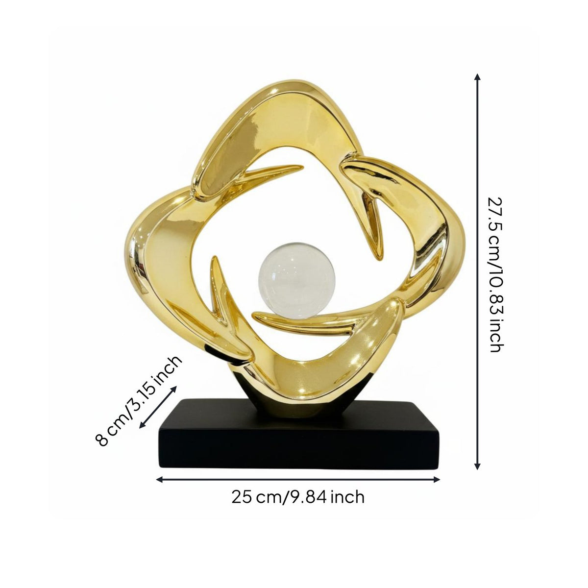 Abstract Resin Sculpture Glossy Finish Modern Abstract Desk Sculpture Compact Size Loop Decor Statue for Entryway