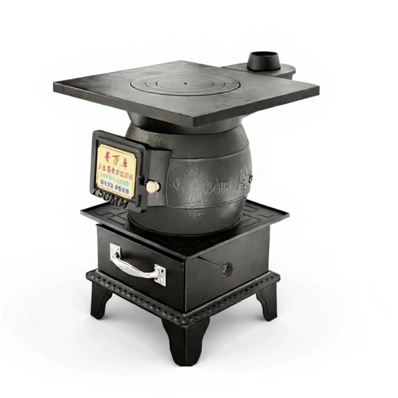 Indoor Cast Iron Heating Stove, Wood/Coal Dual Energy, Smokeless Winter Heater, Multi-Functional Cooking, Rural Household Use