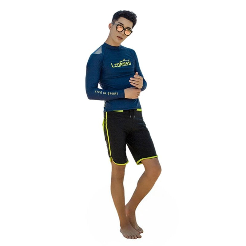 Long Sleeve Swim Shirt Set Jellyfish Protection Suit Stretch Material Couples Matching Swim Attire for Men