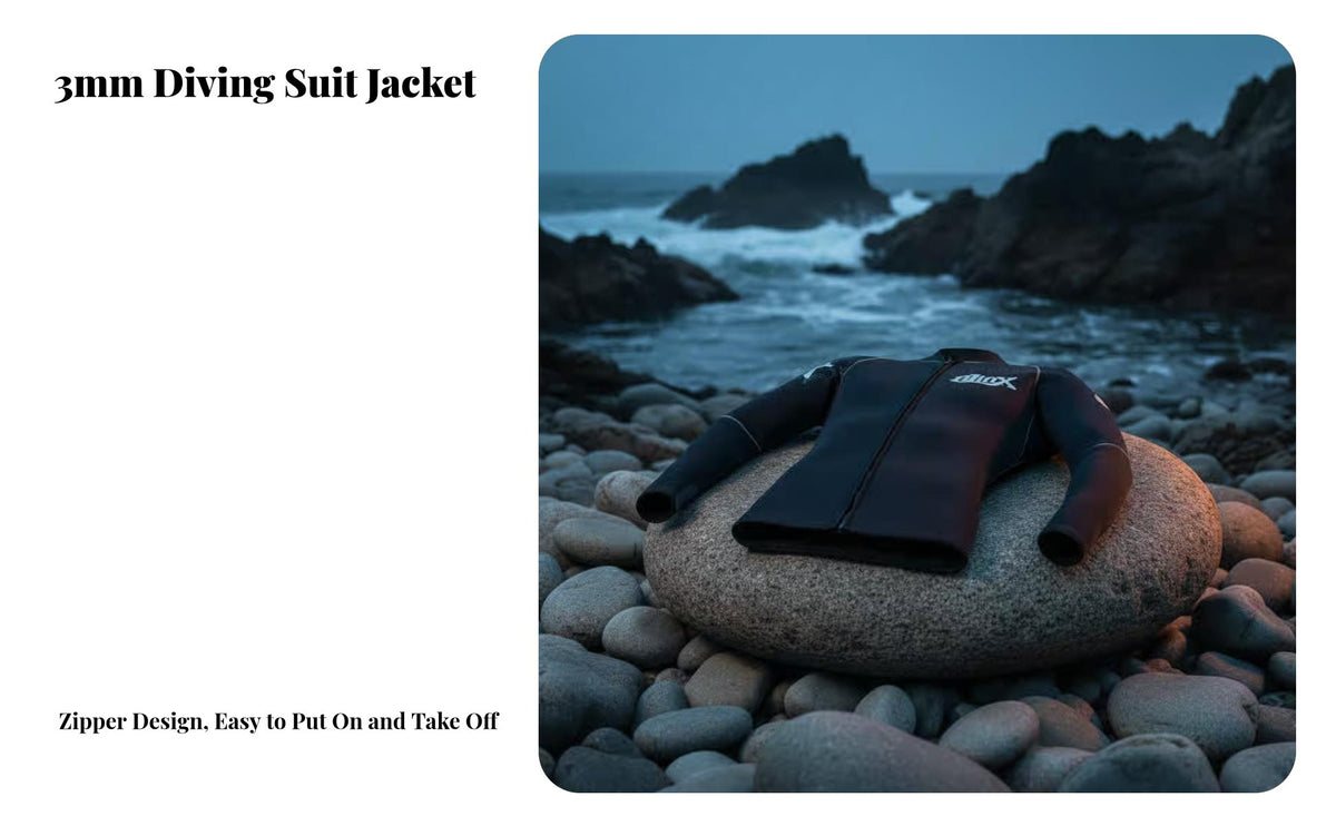 3mm Split Wetsuit Jacket, Fleece Lined, Thermal Diving Top, Unisex, quick wear