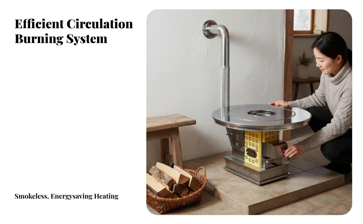 Rural Home Heating Gasification Stove, Smokeless Wood Burner, Multicombustible, Stainless Steel