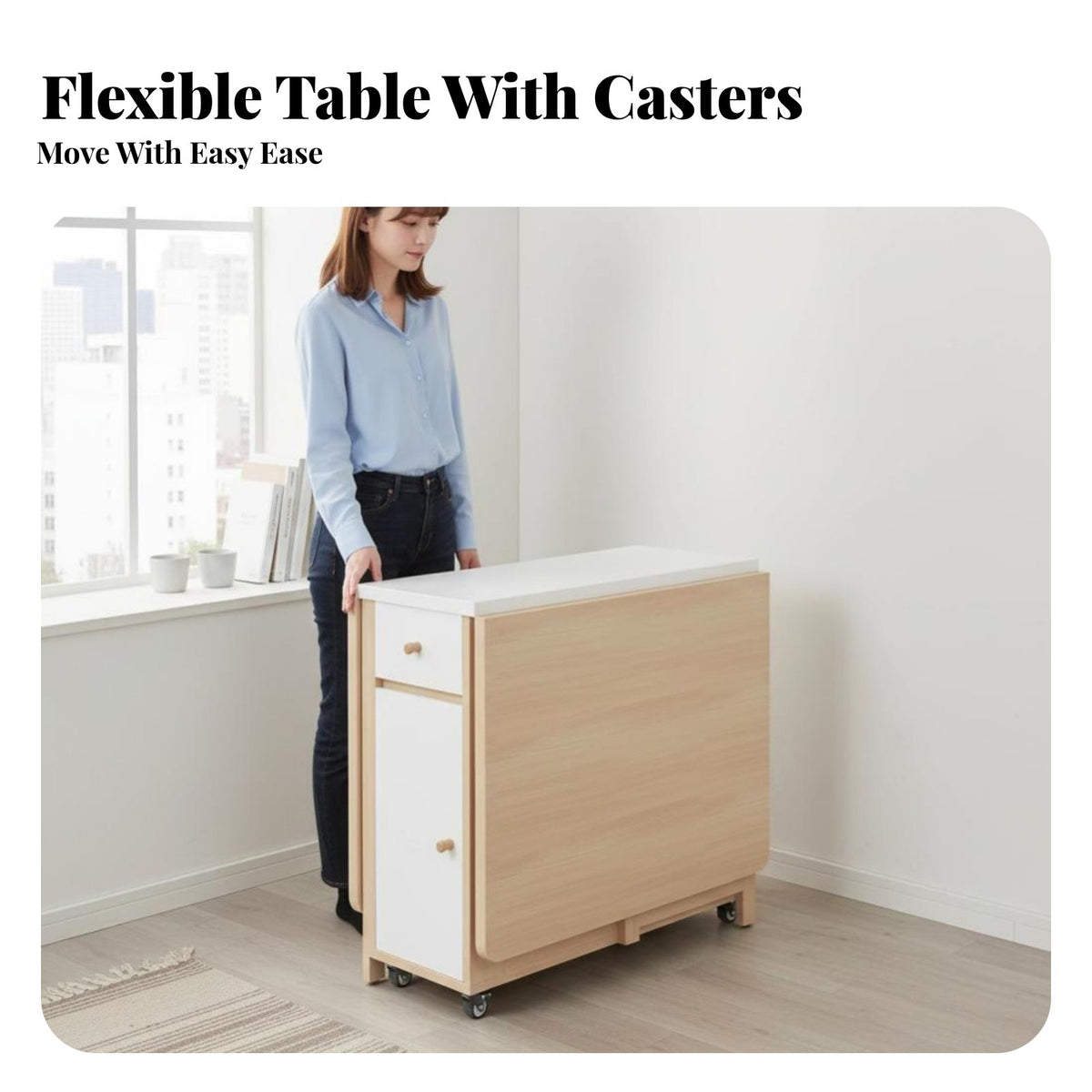 Multifunctional Folding Dining Table Set, Modern Minimalist, Space-Saving, Extendable, Home Use