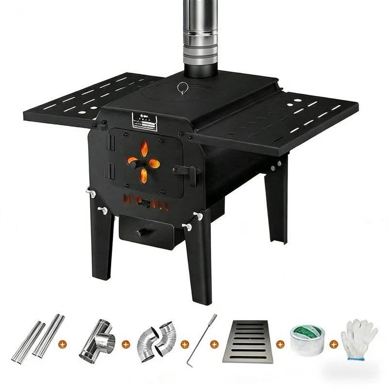 Wood Burning Heater, Winter Smokeless Stove, Indoor Outdoor Firewood Oven, Multi-Functional, Removable, Thick Carbon Steel,