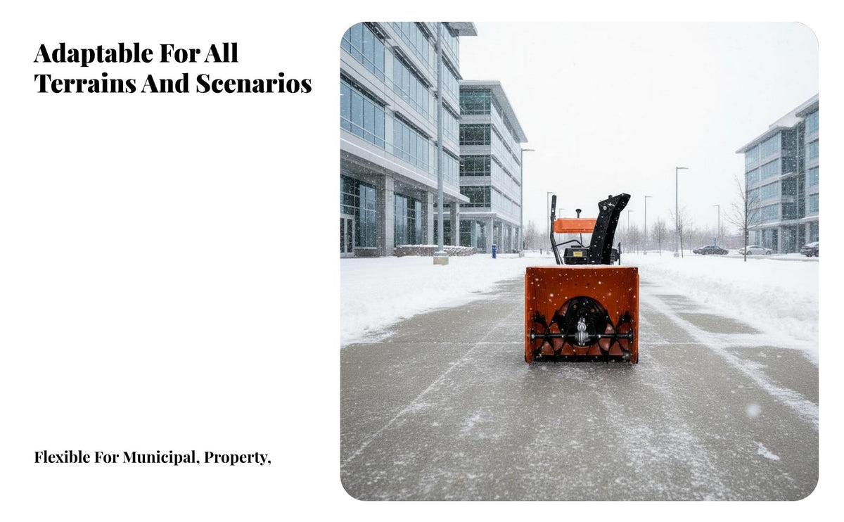 Winter Sweeper, Compact Hand-Push, Gas Engine, Deep Grip Tires, Multi-Scene Use