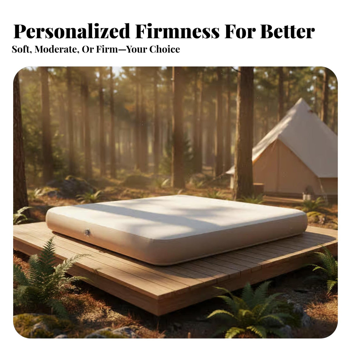 Inflatable Mattress, PVC Silk Flocked Air Bed, Outdoor Camping, Double/Triple, Adjustable Firmness
