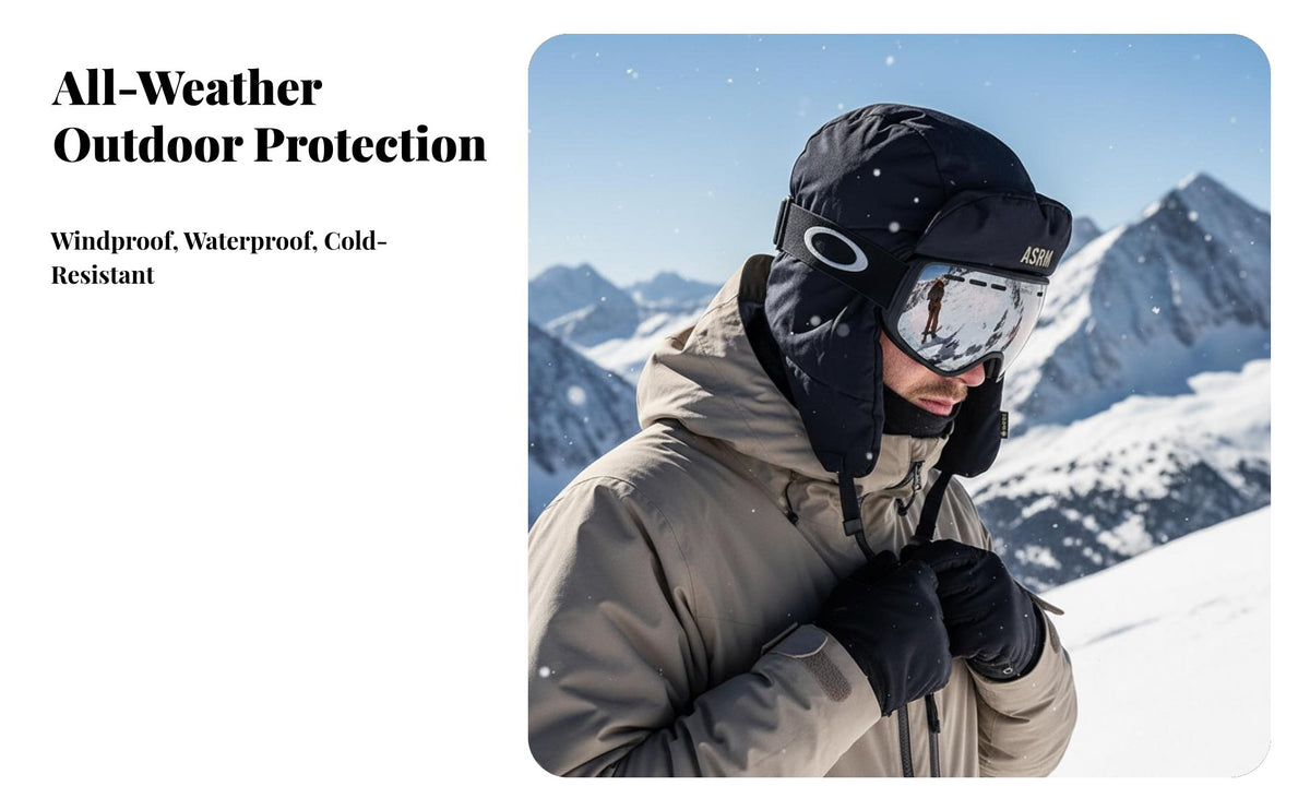 Ski Hat, Waterproof Windproof Earflap Hat, Unisex Warm Cycling winter cap