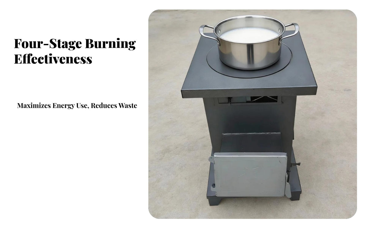 Gasification Heating Stove, Smokeless Four-Stage Combustion, Cast Iron, Wood Compatible, Rural Home Use