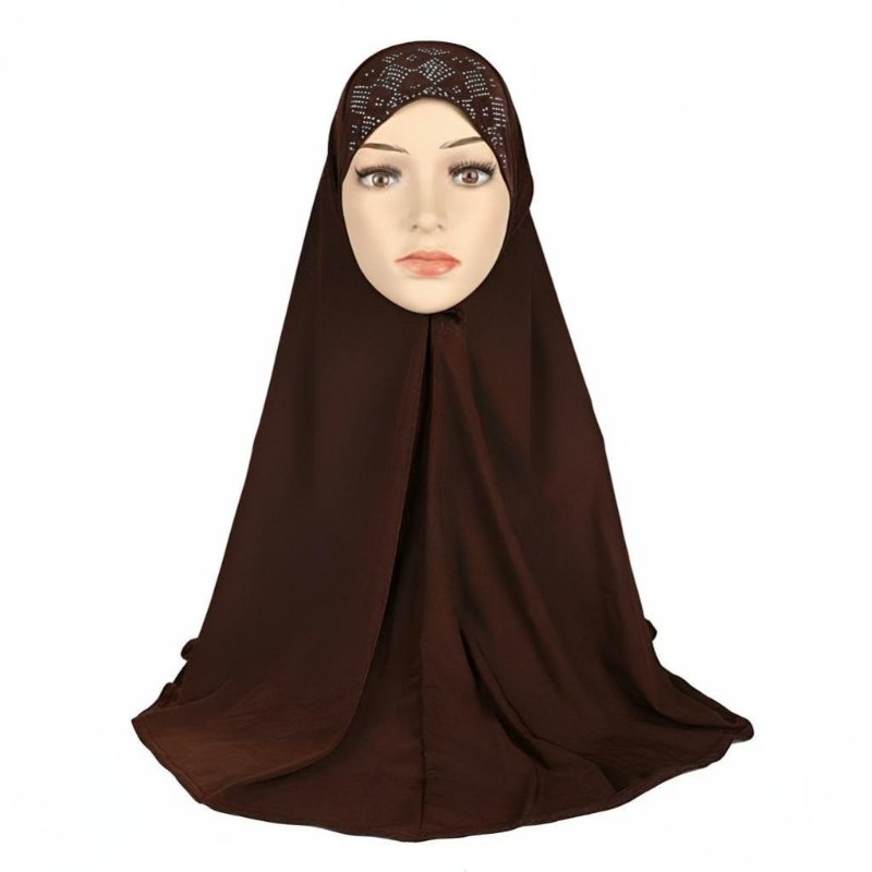 Hijab Scarf, Crystal Decor, Muslim Prayer Head Cover, Women
