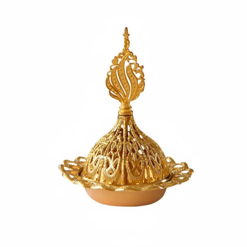 Gold Metal Incense Burner, Mini Design, Middle Eastern Style, Decorative Incense Stand