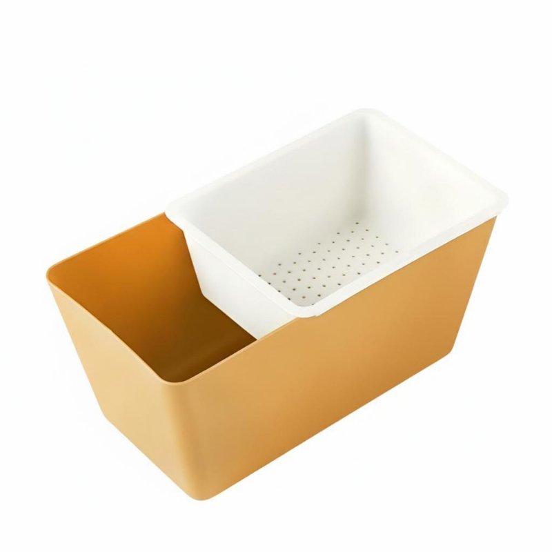 Double-Tier Snack Storage Box, Square Draining Basket, Easy-Clean Nut Holder